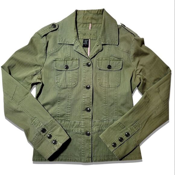Jag Jeans Green Button-Up Denim Jean Utility Jacket Y2K - Picture 1 of 5